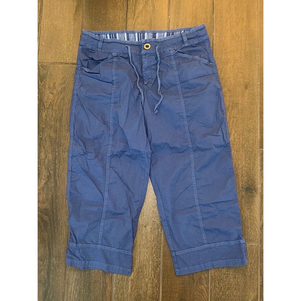 Fresh Produce Capri Pants Size XL Blue Coastal Casual Drawstring Cropped Pants